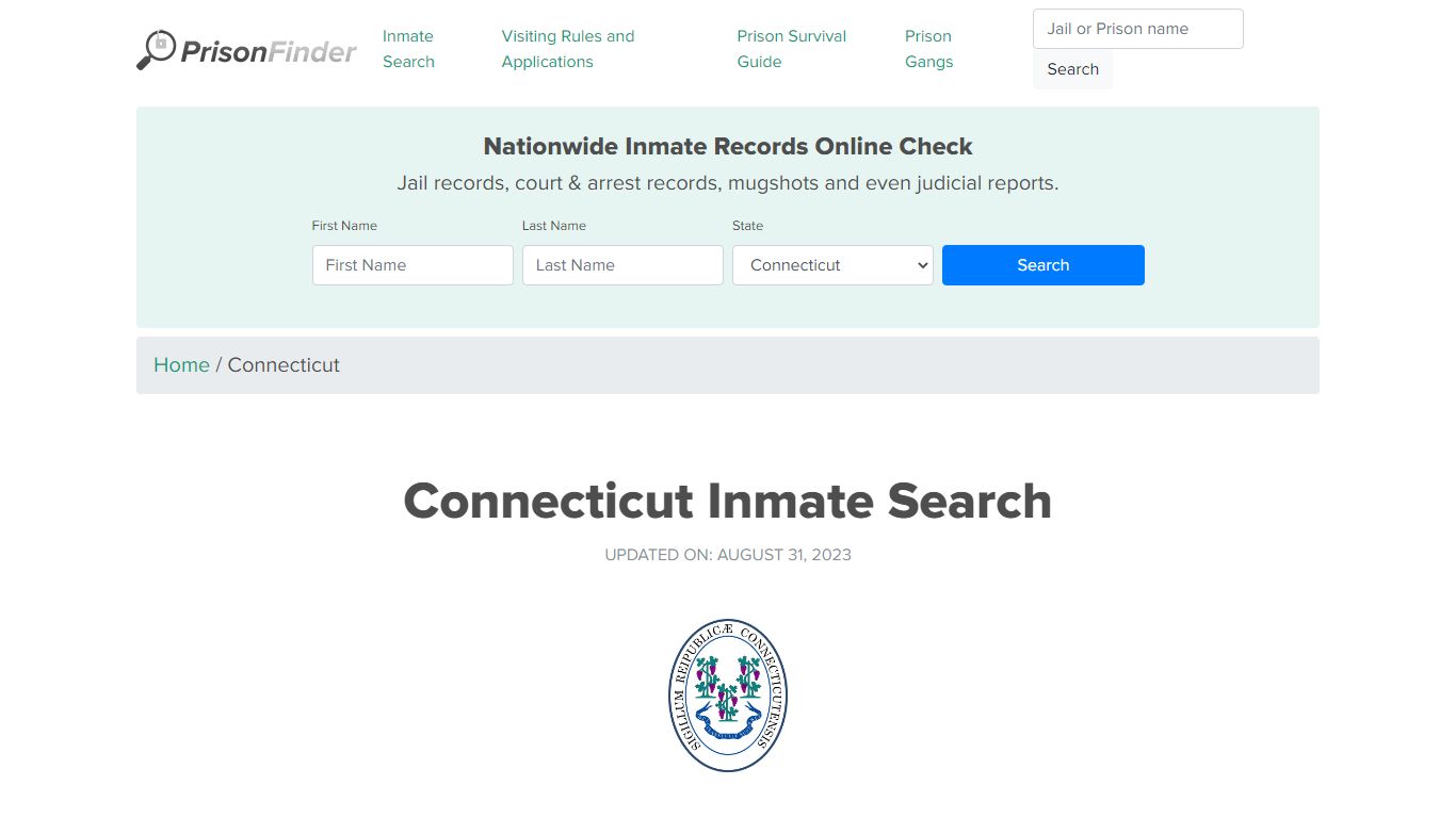 Connecticut Inmate Search – Connecticut Department of Corrections ...